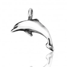 Ciondolo d'argento 925 - delfino lucido con patino