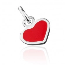 Ciondolo d'argento 925 - cuore rosso con bordo in argento