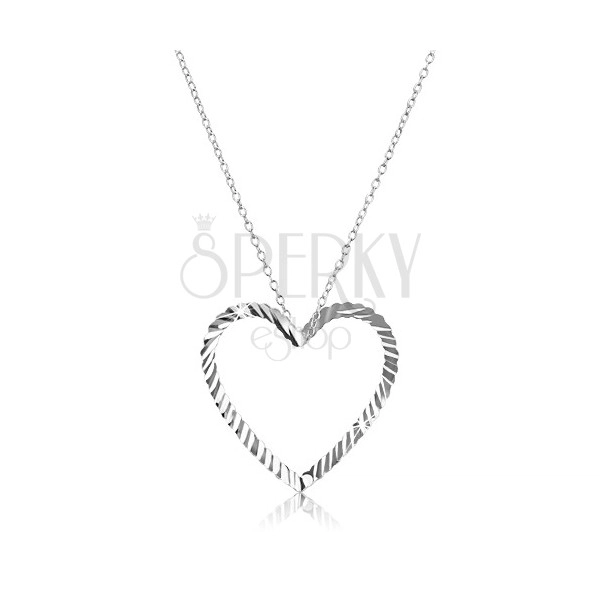 Collana in argento 925 - catena con contorno ondato di cuore