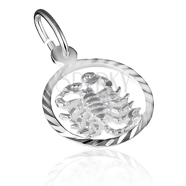 Ciondolo in argento 925 - cerchio con segno "Scorpione"