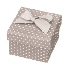 Scatola grigia da regalo per gioiello - puntini bianchi con fiocco