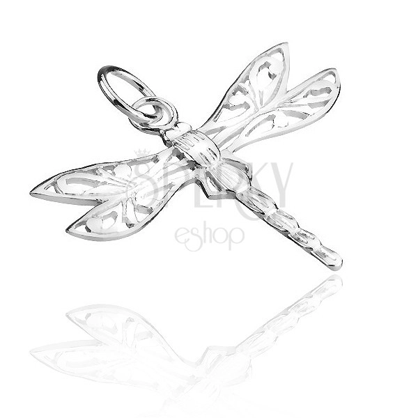 Ciondolo in argento 925 - libellula con ali filigranate