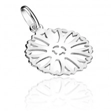Ciondolo in argento 925 - fiore in un cerchio con bordo zigrinato