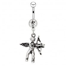Piercing per ombelico in acciaio - Cupido nudo con arco e freccia