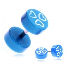 Piercing falso all'orecchio in acrilico - cerchi color blu e cuori