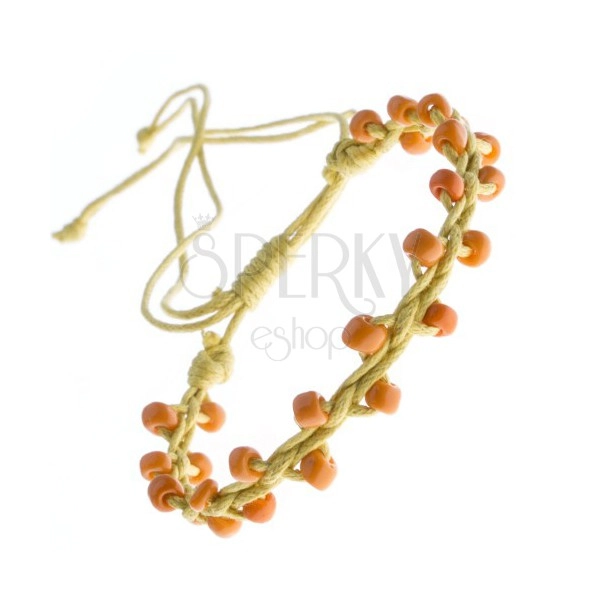 Bracciale dell´amicizia giallo - perline lucenti di colore arancio