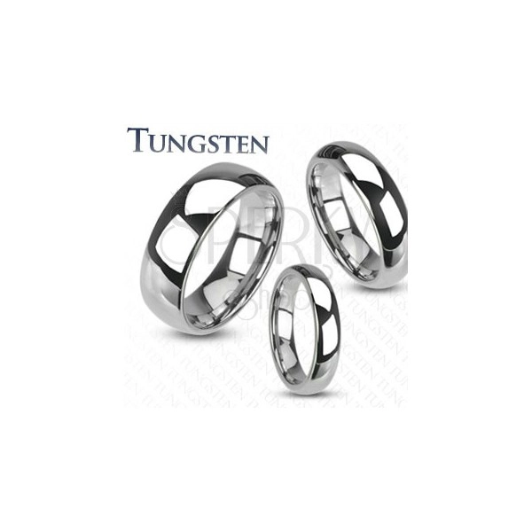 Fede in tungsteno - anello lucido, liscio color argento