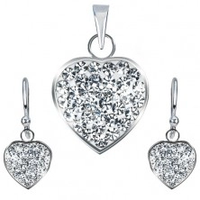 Assortimento in argento 925 - ciondolo e orecchini, chiaro cuore brillante
