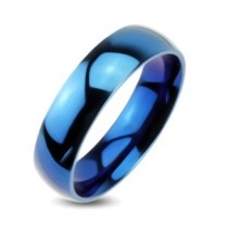 Fede metallico blu - anello liscio con lucentezza a specchio