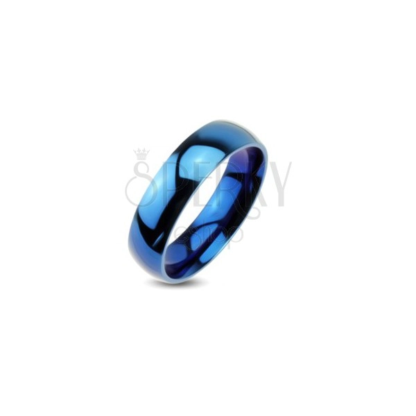 Fede metallico blu - anello liscio con lucentezza a specchio