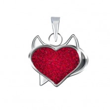 Ciondolo in argento 925 - cuore diabolico rosso e zirconi