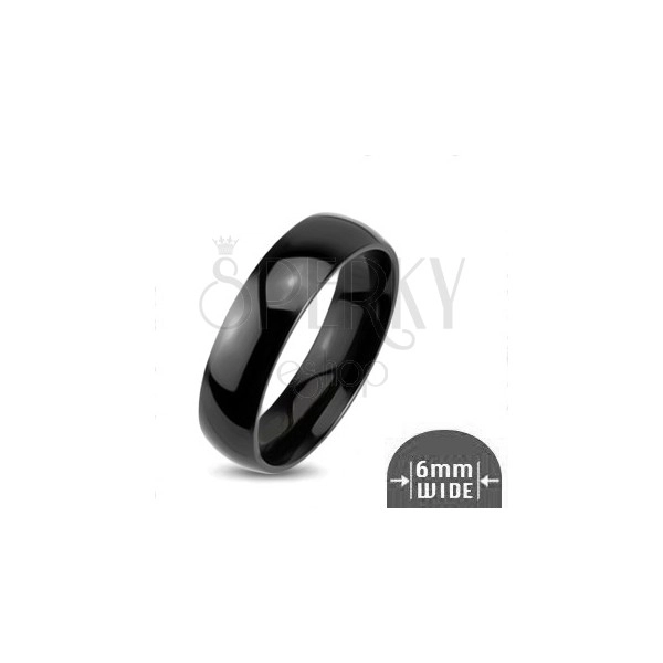 Anello lucido metallico - fede liscia arrotondata in color nero