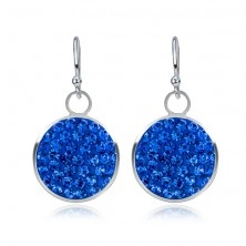 Orecchini pendenti d'argento 925 - cerchio blu in zircone, 7 mm