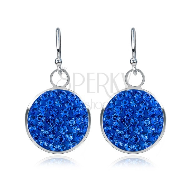 Orecchini pendenti d'argento 925 - cerchio blu in zircone, 7 mm