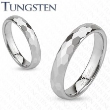 Anello in tungsteno - anello di fede color argento, esagoni levigati