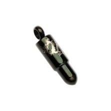 Ciondolo in acciaio - proiettile nero con modello drago in color argento