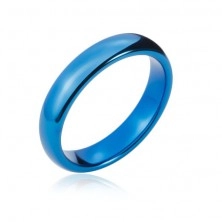 Anello di fede in tungsteno con bordi smussati, color blu scuro, 4 mm