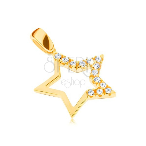 Ciondolo in oro 585 - stella grande con zirconi levigati su tre punte