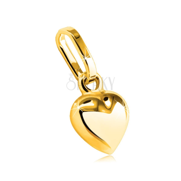 Ciondolo in oro 585 - piccolo cuore sporgente con superficie lucida