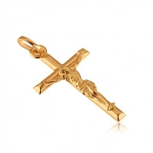 Ciondolo in oro 14K - Gesù crocifisso sulla croce liscia