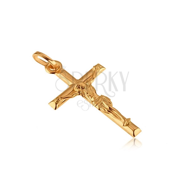 Ciondolo in oro 14K - Gesù crocifisso sulla croce liscia