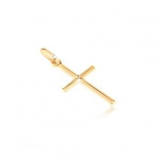 Ciondolo in oro 14K - piccola croce lucida con una X incisa