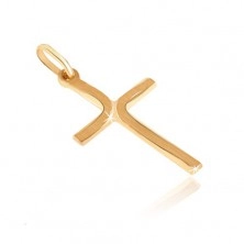 Ciondolo in oro 585 - croce con lunghi archi opachi sulle punte