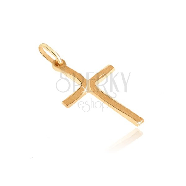 Ciondolo in oro 585 - croce con lunghi archi opachi sulle punte