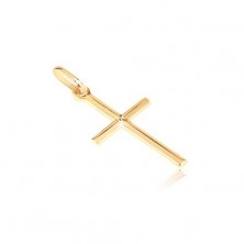 Ciondolo in oro 585- piccola croce lucida con una X incisa