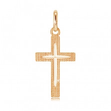 Ciondolo in oro 14K - croce latina brillante con un intaglio sottile