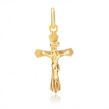 Ciondolo in oro 585 - croce con bracci smussati e Cristo