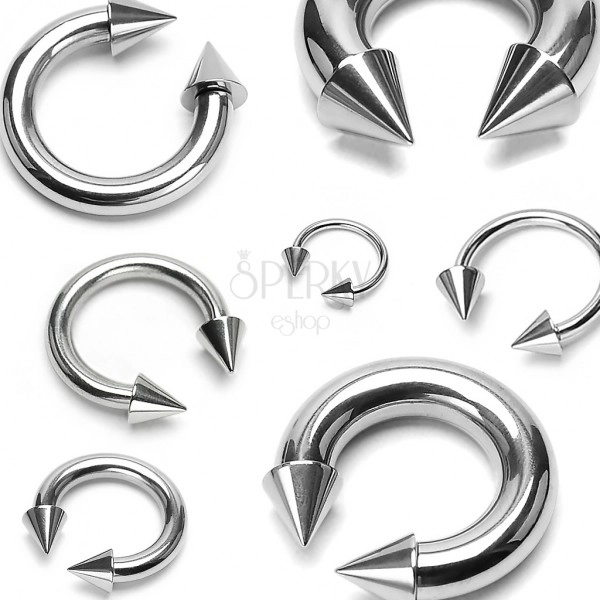 Piercing in acciaio inox color argento - ferro di cavallo con punte
