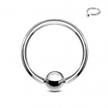 Piercing in acciaio - cerchio e pallina in color argento, larghezza 1,6 mm