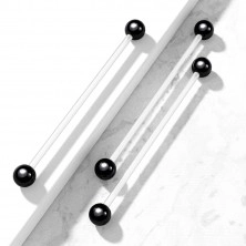 Piercing flessibile corpo - barbell trasparente con palline brillanti neri