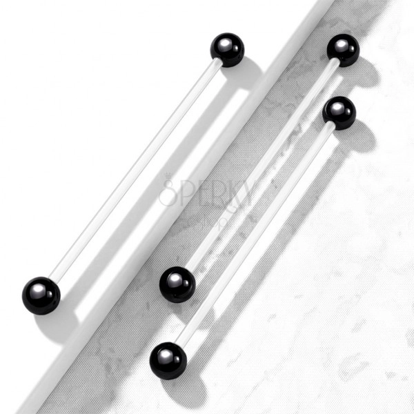 Piercing flessibile corpo - barbell trasparente con palline brillanti neri
