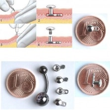 Placchetta sottocutanea per piercing microdermal di titanio, tre buchi