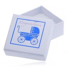 Scatola da regalo bianca per gioiello - carrozzina blu per bambini 