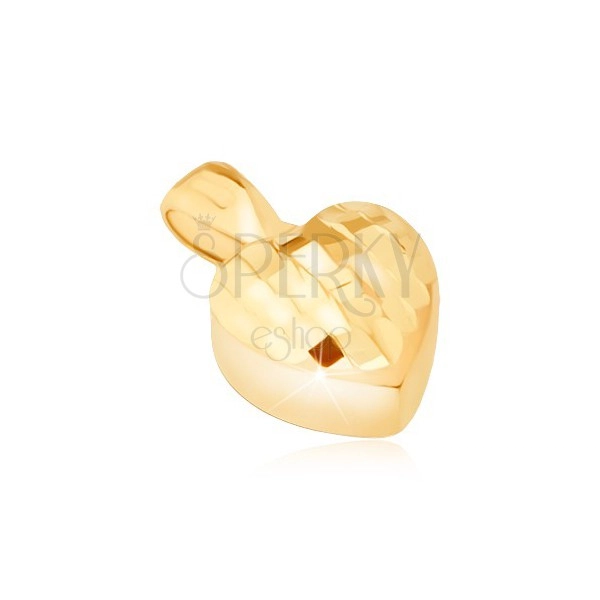 Ciondolo in oro 585 - cuore simmetrico tridimensionale, piccole parti lucide