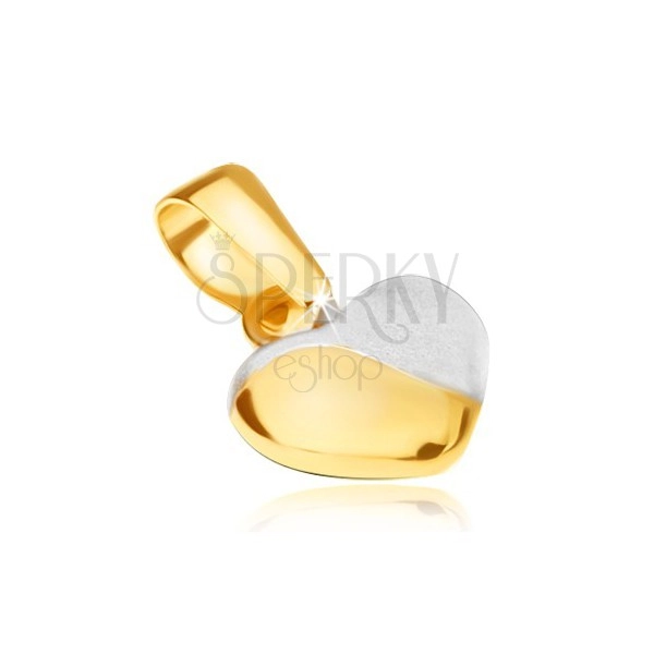 Ciondolo in oro giallo 14Kt - cuoricino regolare convesso, bicolore