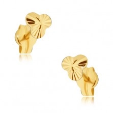 Orecchini d'oro 585 - trifoglio minuscolo brillante con solcatura radiale