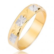 Fede lucida con design a forma di diamante in color oro - argento