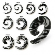 Espansore bianco all'orechio a forma di spirale, ornamento nero