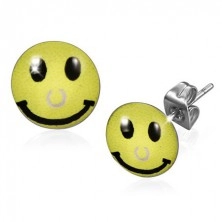 Orecchini in acciaio chirurgico, sorridente giallo con piercing