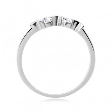 Anello d'argento 925 - piccole lune irregolari, due zirconi chiari rotondi