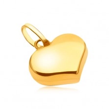 Ciondolo in oro giallo 14K - cuore regolere luccicante liscio