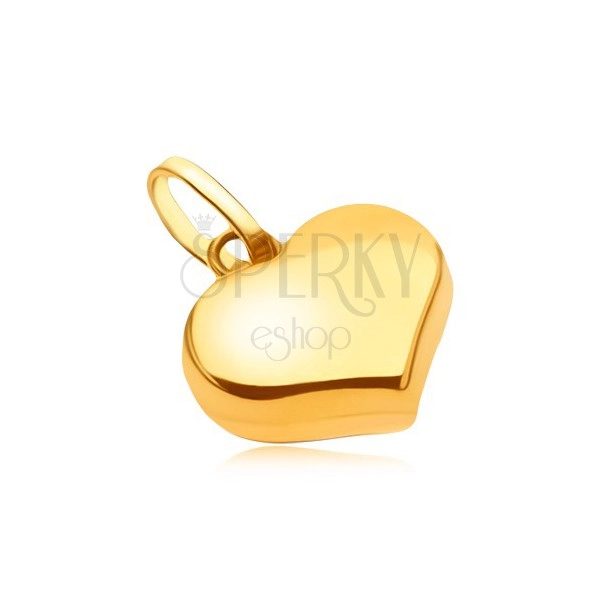 Ciondolo in oro giallo 14K - cuore regolere luccicante liscio
