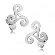 Orecchini lucidi in acciaio di color argento, spirale celtica