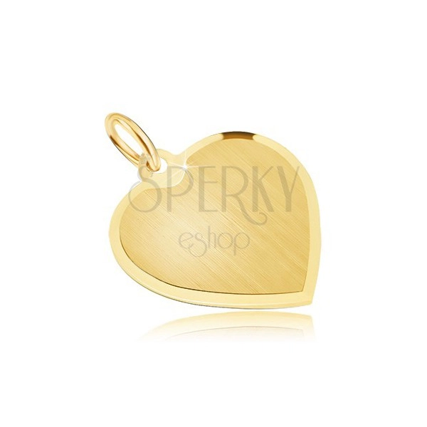 Ciondolo d'oro 585 - cuore grande simmetrico satinato, bordo lucido