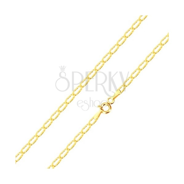 Catena in oro giallo 14kt - sottili maglie piatte, rigatura raggiata, 450 mm