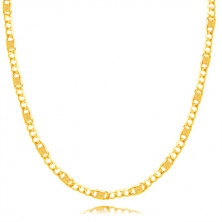Catena in oro 585 - tre maglie ovali, anello allungato con reticolo, 500 mm
